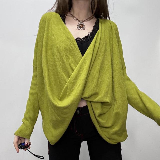 Green slouchy oversized drape jumper