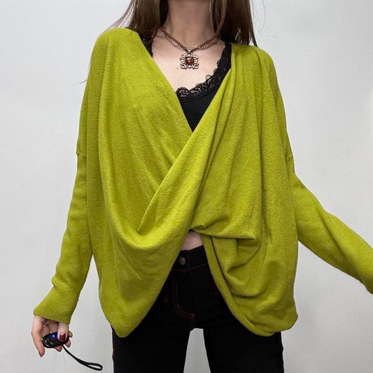 Green slouchy oversized drape jumper