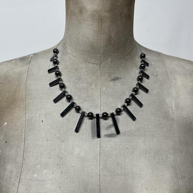 Beaded gothic hematite necklace