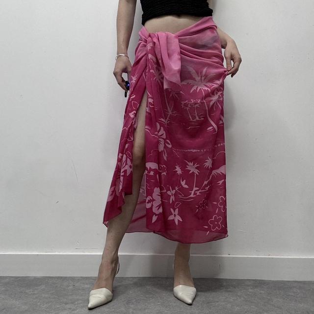 Vintage tropical patterned wrap sarong skirt