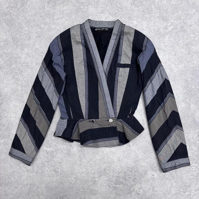 Pinstripe flared cropped jacket