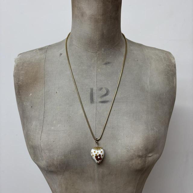 Long glass love heart necklace