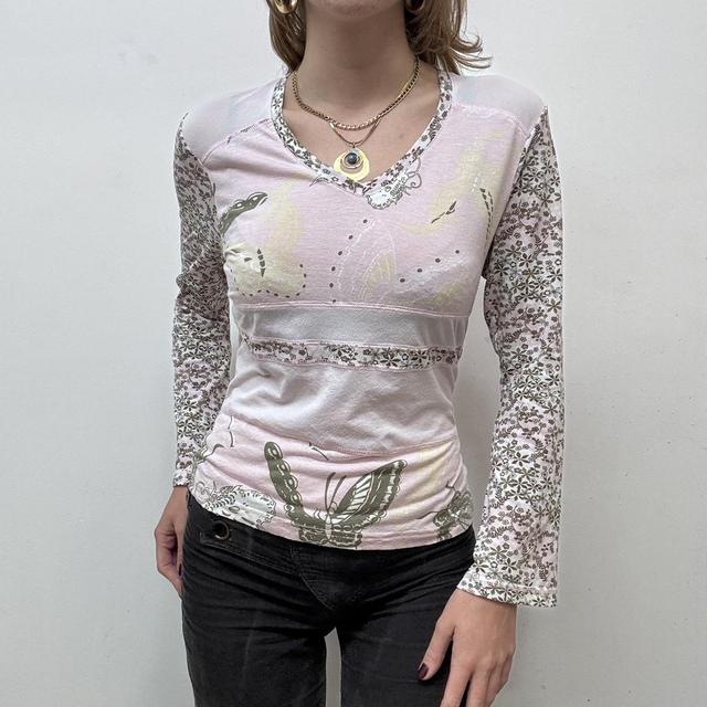 Sheer mesh patterned y2k top