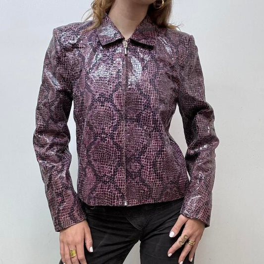 Purple snakeskin leather jacket