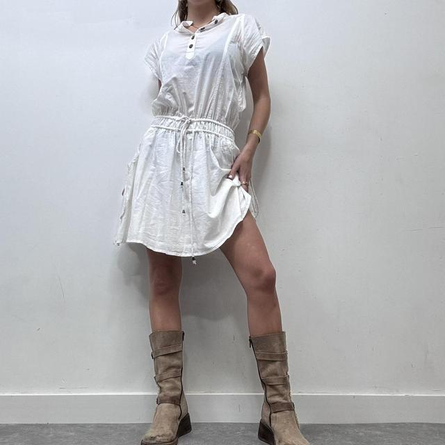 White cotton utility dress