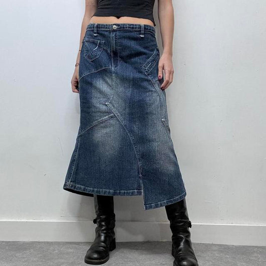Panelled denim deconstructed skirt