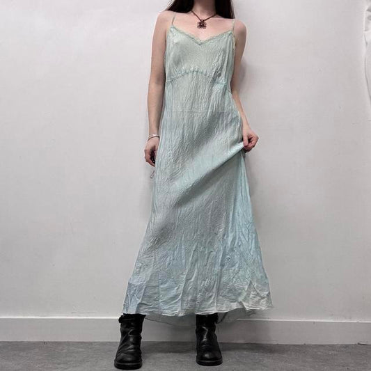 Sheer crinkle lace slip dress