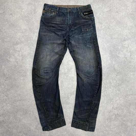 Dark denim cargo jeans