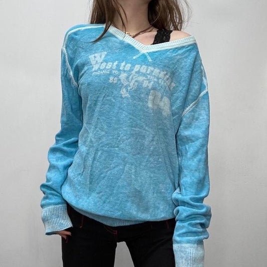 Slouchy oversized distressed knit jumper