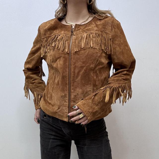 Western tassel leather suede jacket