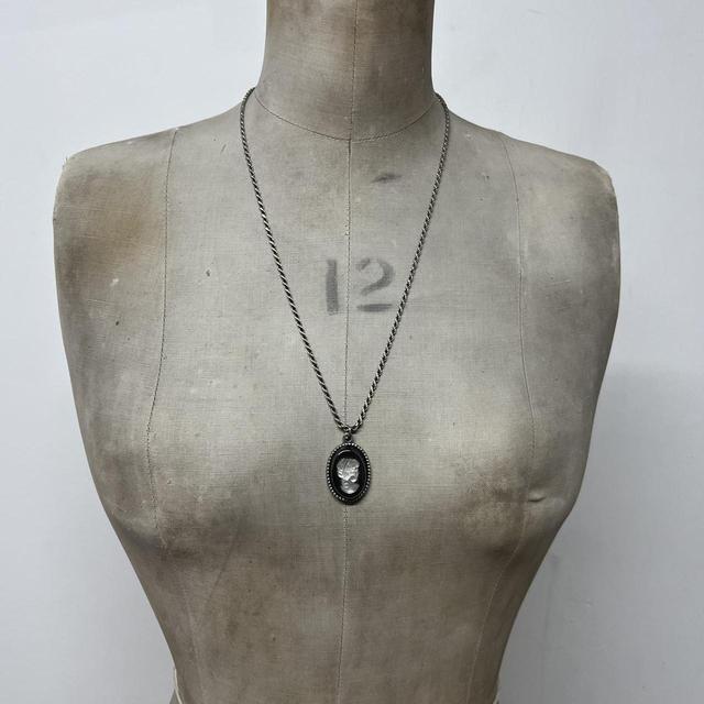Gothic sterling silver cameo necklace