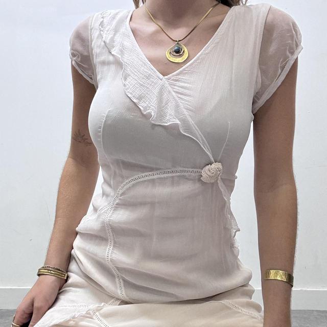 Sheer cream layered silk fairy dress