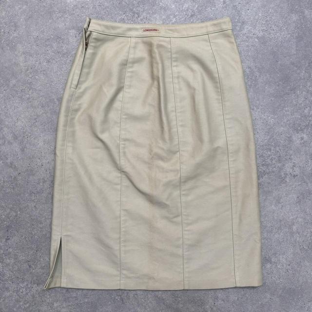 Cream canvas midi skirt