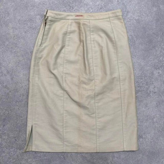 Cream canvas midi skirt