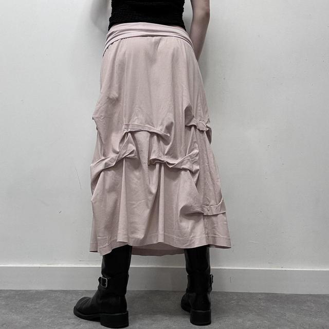 Pink gathered drape maxi skirt