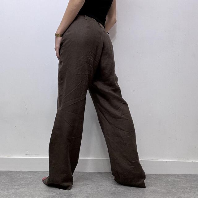 Oversized brown linen trousers