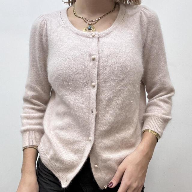 Pink angora wool cardigan