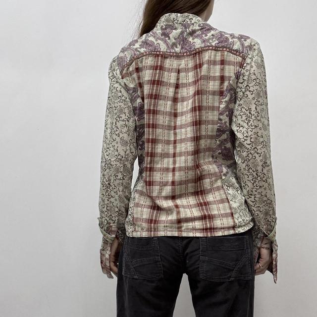 Patchwork checked fairy shirt