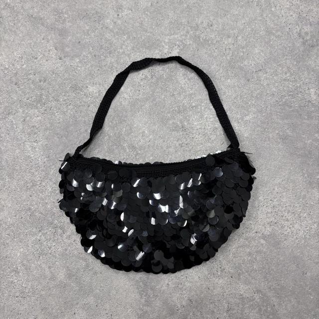 Black sequin slouchy bag