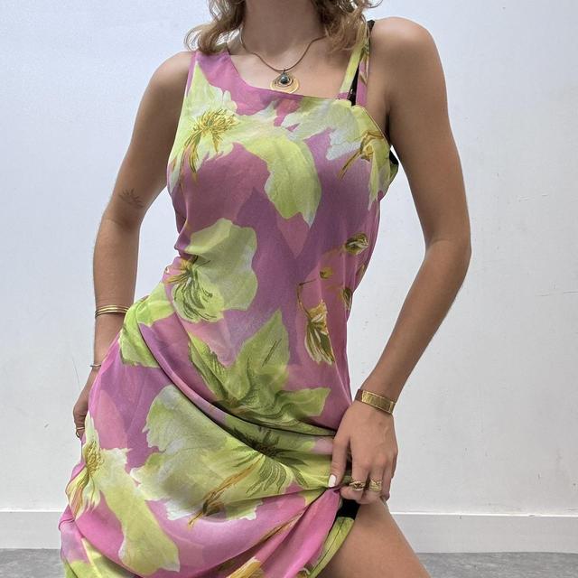 Sheer graphic oversized floral print maxi dress