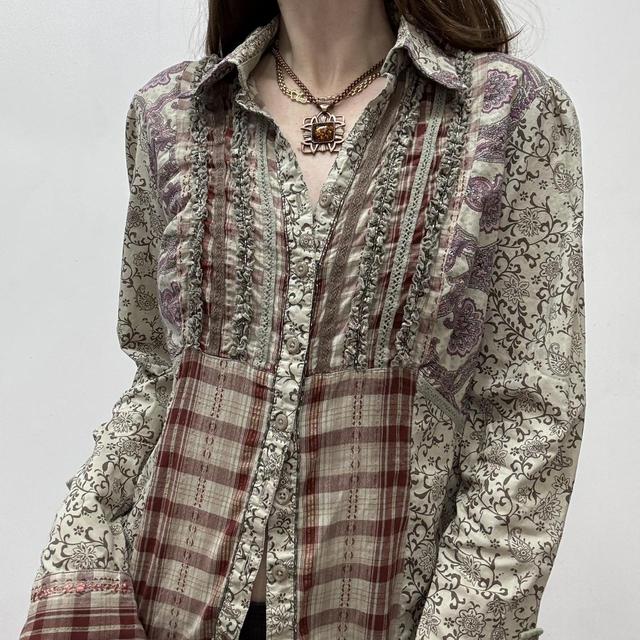 Patchwork checked fairy shirt