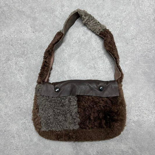 Brown sheepskin fur bag