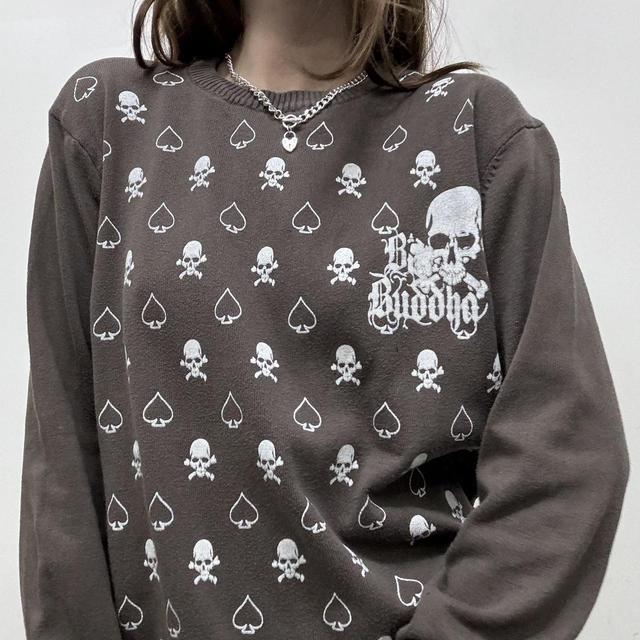 Brown knitted skull cotton jumper