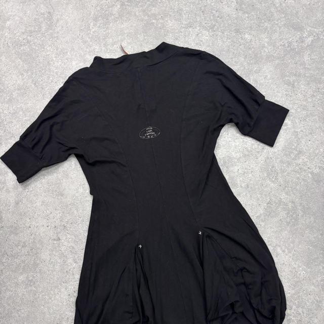 Gathered puffy floaty black midi dress