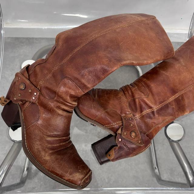 Tan leather campus boots