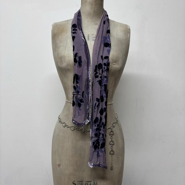 Velvet sheer floral silk scarf