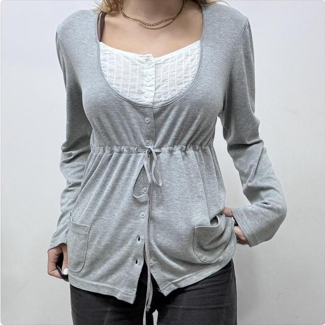 Slouchy lace grey blouse