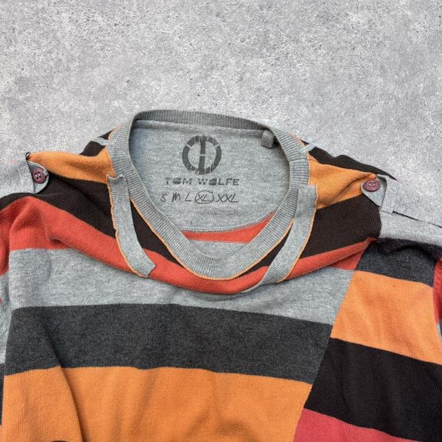 Striped asymmetric graphic jumper