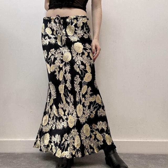 Maxi floral bias satin summer skirt