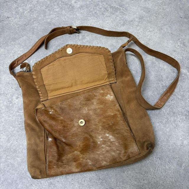Cow hide leather satchel bag