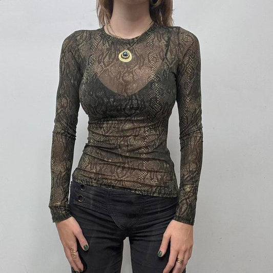 Sheer grunge mesh snake tshirt