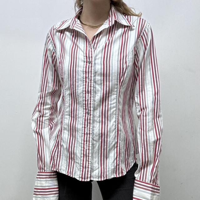 Y2k office fitted pinstripe shirt