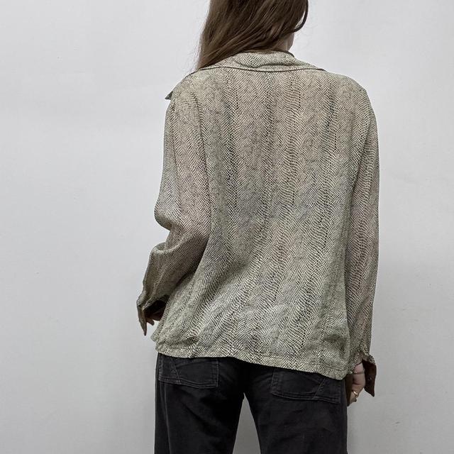 Brown snake patterned lace up shirt