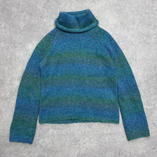 Blue striped mohair knit jumper