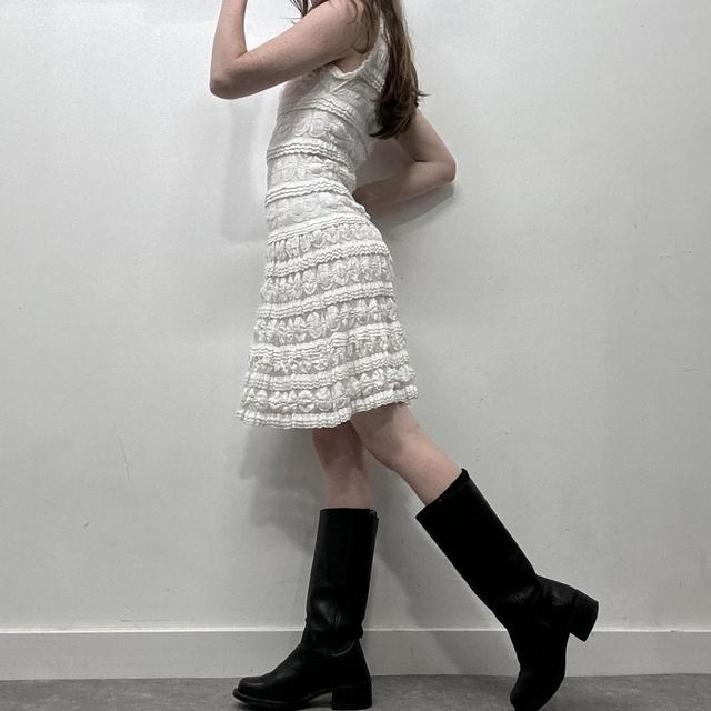 White lace flared coquette dress