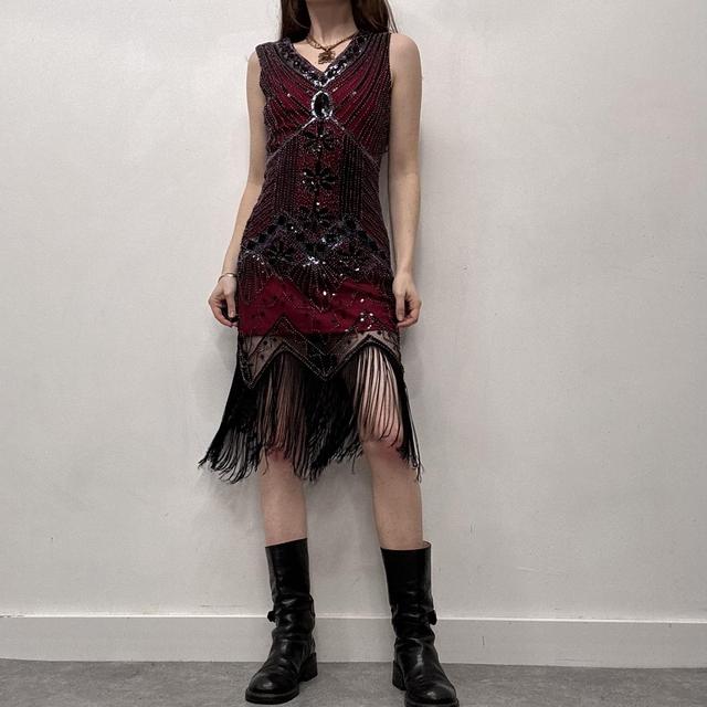 Beaded tassel flapper dress