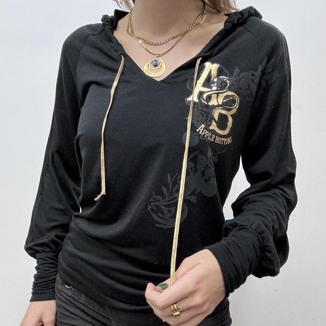 Black y2k graphic hoodie top