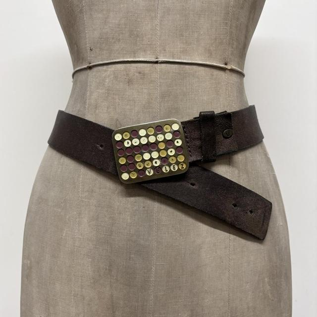 Brown slouchy buckle belt