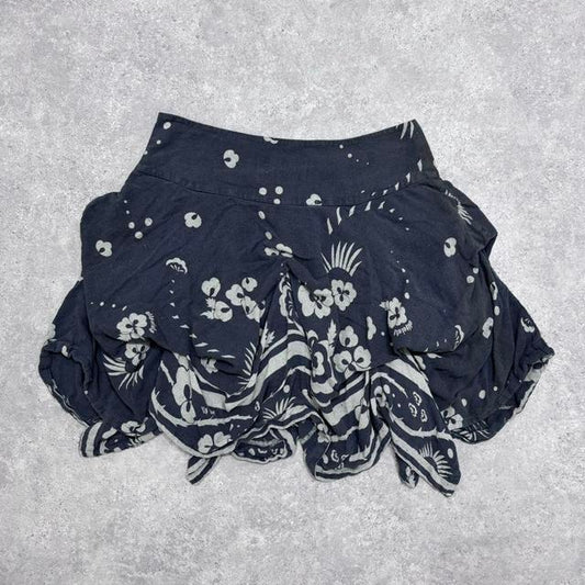 Puff ruched printed mini skirt