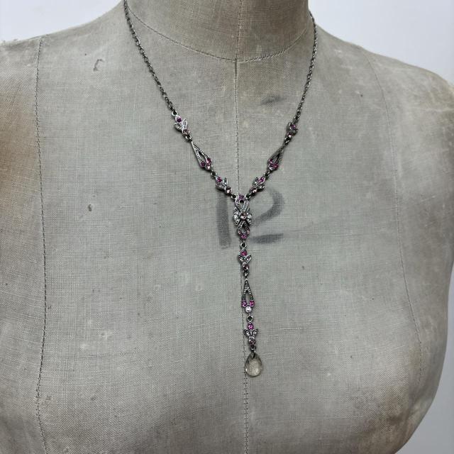 Pink gemstone hanging fairy necklace