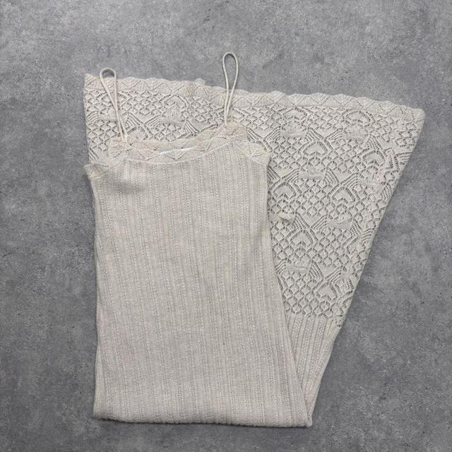 Cream knit mohair pointelle dress
