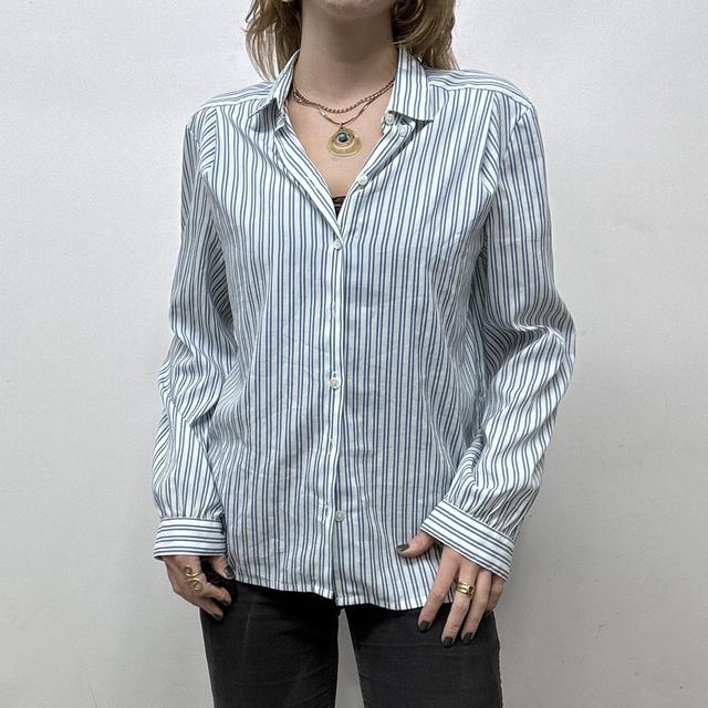 Preppy blue pinstripe shirt