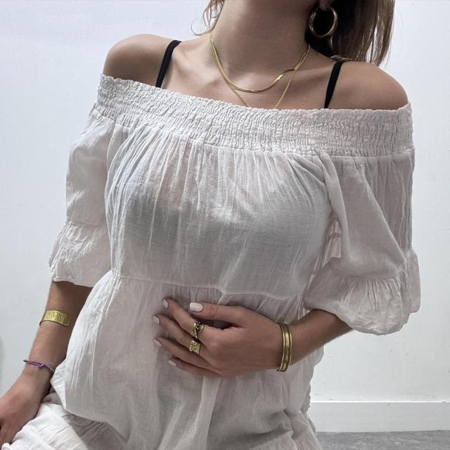 Sheer white cotton dress