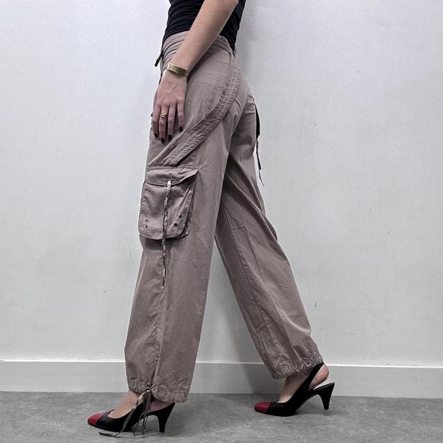 Tan wide leg cargo trousers