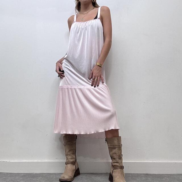 Sheer pleated lace slip dress
