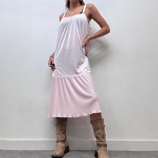 Sheer pleated lace slip dress